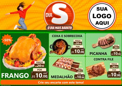 Modelo de Encarte para Encarte A4 Horizontal com o tema Dia S - O Dia Mais Barato para Assados