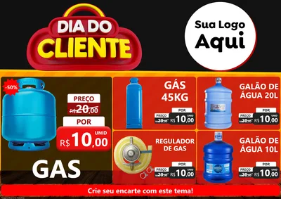 Modelo de Encarte para Encarte A4 Horizontal com o tema Dia do Cliente para Água e gás