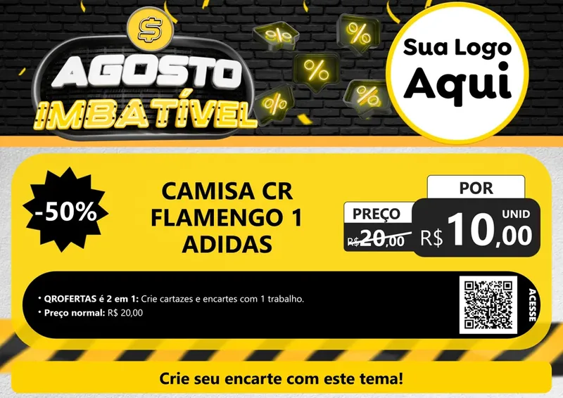 Modelo de Cartaz para Cartaz A4 Horizontal com o tema Agosto Imbatível para Roupas e acessórios