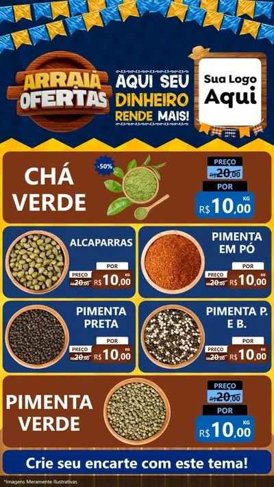 Modelo de TV para TV Vertical com o tema Arraiá de Ofertas - Junina para Produtos Naturais