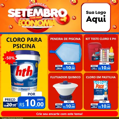 Modelo de Rede Social para Feed Facebook com o tema Operação Setembro Com Muita Economia para Produtos para Piscina