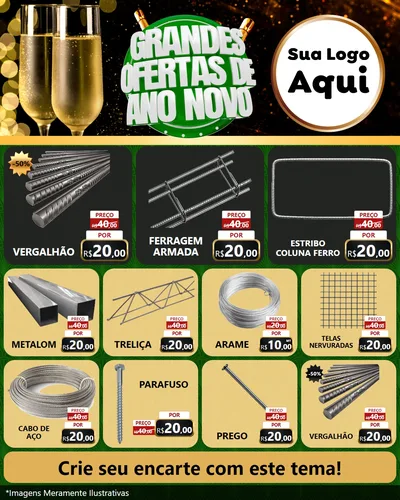 Modelo de Rede Social para Feed Instagram com o tema Grandes Ofertas de Ano Novo para Ferragens