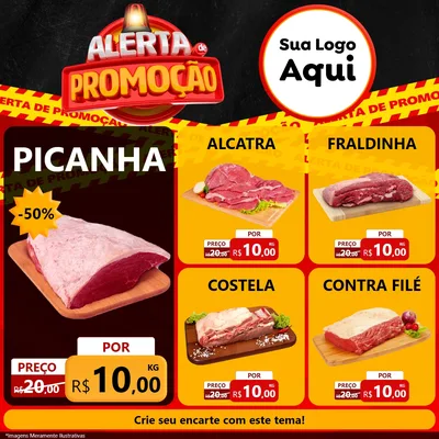 Modelo de Rede Social para Feed Facebook com o tema Alerta de Promoção para Açougue
