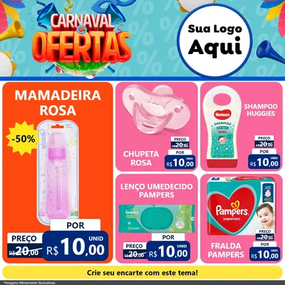 Modelo de Rede Social para Feed Facebook com o tema Carnaval de Ofertas para Bebês