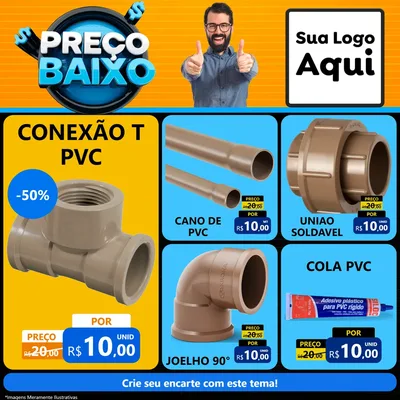 Modelo de Rede Social para Feed Facebook com o tema Preço Baixo para Tubos e conexões