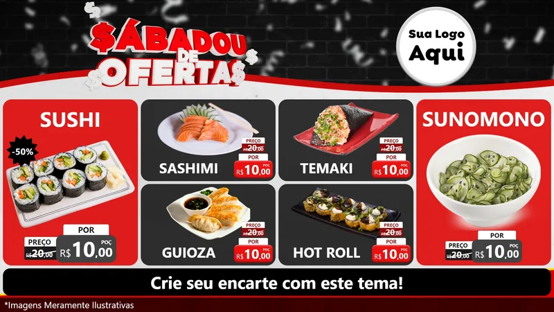 Modelo de TV para TV Horizontal com o tema Sabadou de Ofertas para Comida japonesa