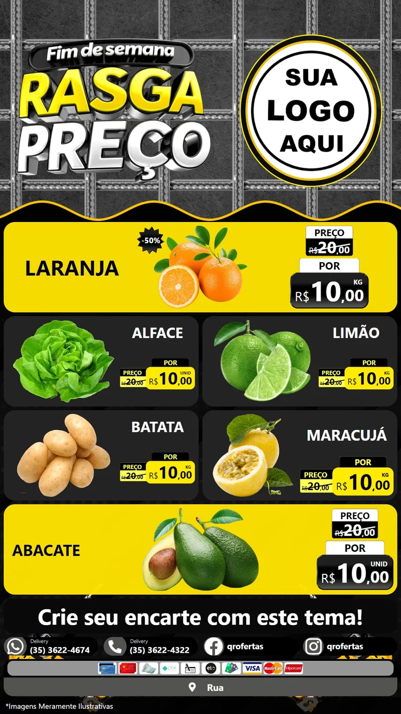 Modelo de TV para TV Vertical com o tema Fim de Semana Rasga Preço para Hortifrúti