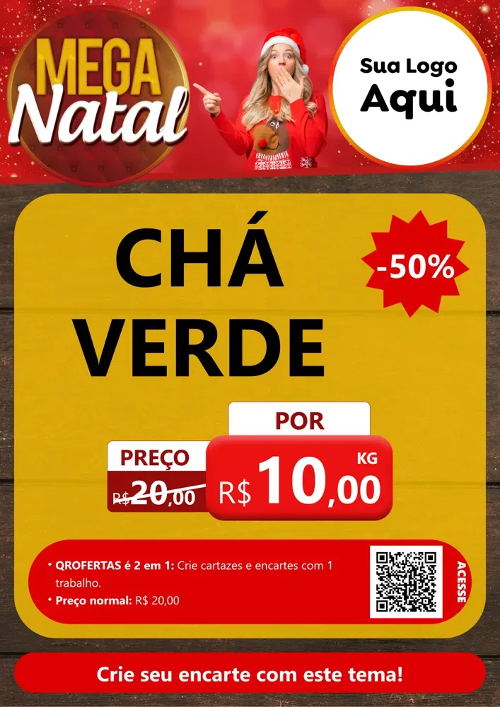 Modelo de Cartaz para Cartaz A4 Vertical com o tema Mega Natal para Produtos Naturais