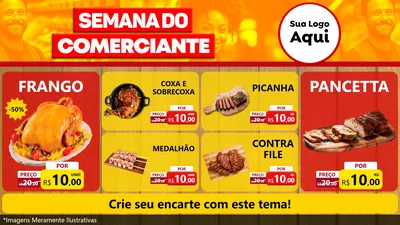 Modelo de TV para TV Horizontal com o tema Semana do Comerciante para Assados