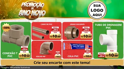 Modelo de TV para TV Horizontal com o tema Promoção de Ano Novo para Tubos e conexões