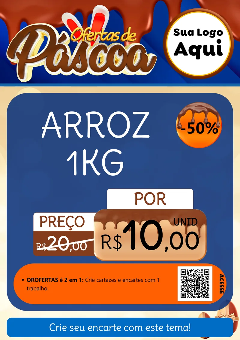 Modelo de Cartaz para Cartaz A4 Vertical com o tema Ofertas de Páscoa para Supermercado