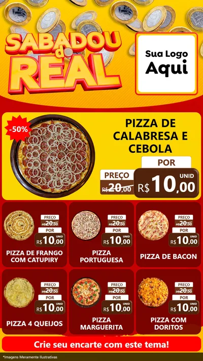 Modelo de Rede Social para Stories com o tema Sabadou do Real para Pizzaria