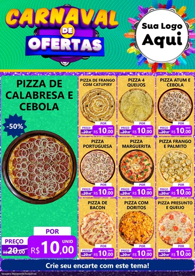 Modelo de Encarte para Encarte A4 Vertical com o tema Carnaval de Ofertas para Pizzaria