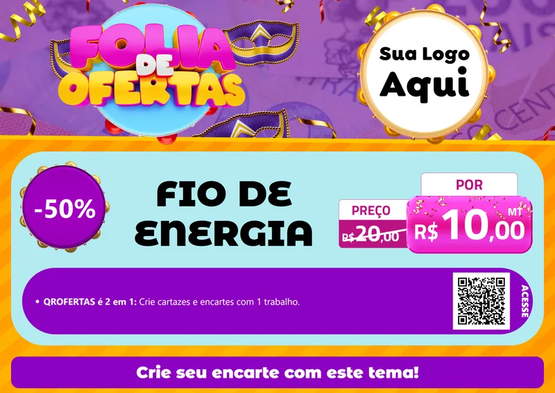 Modelo de Cartaz para Cartaz A4 Horizontal com o tema Folia de Ofertas para Materiais Elétricos