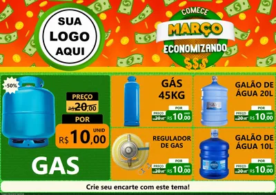 Modelo de Encarte para Encarte A4 Horizontal com o tema Comece Março Economizando para Água e gás