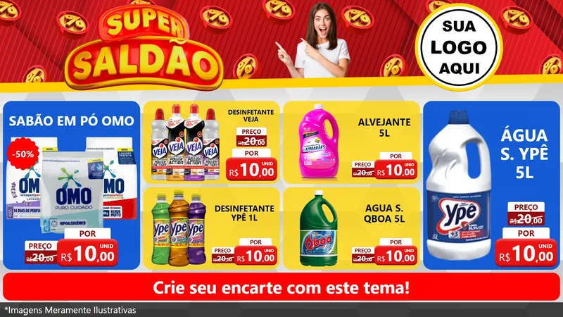 Modelo de TV para TV Horizontal com o tema Super Saldão para Produtos de Limpeza