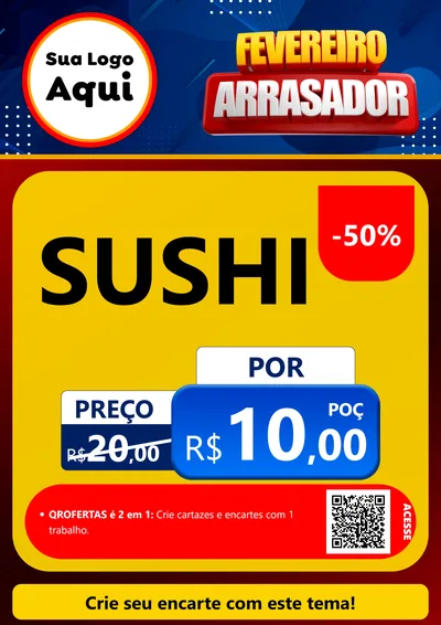 Modelo de Cartaz para Cartaz A4 Vertical com o tema Fevereiro Arrasador para Comida japonesa
