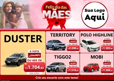 Modelo de Encarte para Encarte A4 Horizontal com o tema Feliz Dia Das Mães para Concessionaria de Carros