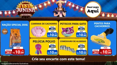 Modelo de TV para TV Horizontal com o tema Festa Junina Ofertas para Pet Shop