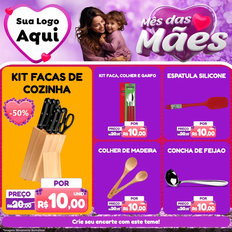 Modelo de Rede Social para Feed Facebook com o tema Mês das Mães para Utilidades Domésticas