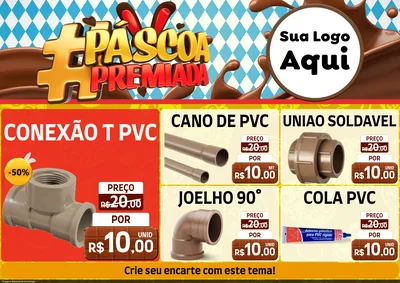 Modelo de Encarte para Encarte A4 Horizontal com o tema Páscoa Premiada para Tubos e conexões