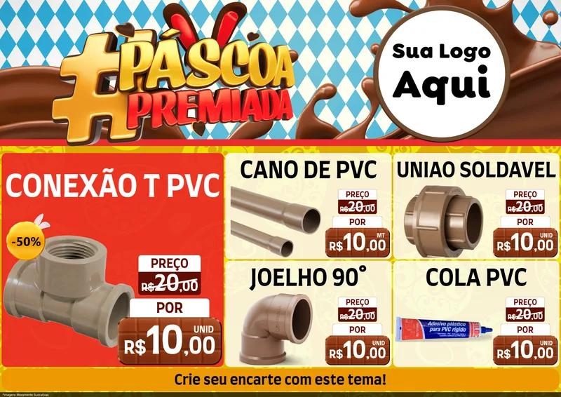 Modelo de Encarte para Encarte A4 Horizontal com o tema Páscoa Premiada para Tubos e conexões