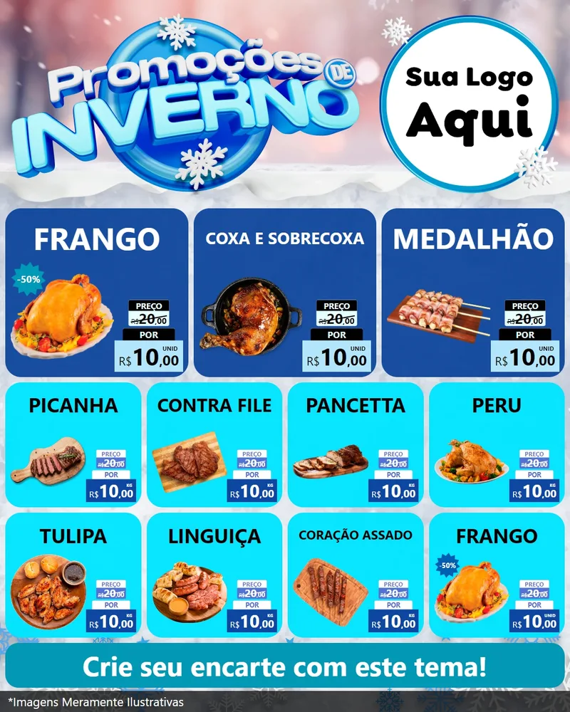 Modelo de Rede Social para Feed Instagram com o tema Promoções de Inverno para Assados
