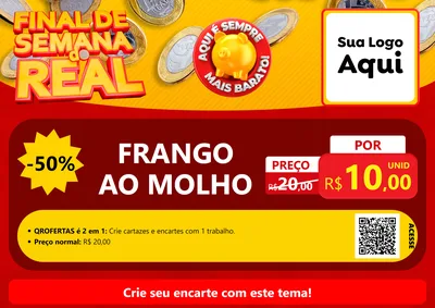 Modelo de Cartaz para Cartaz A4 Horizontal com o tema Final de Semana do Real para Restaurante
