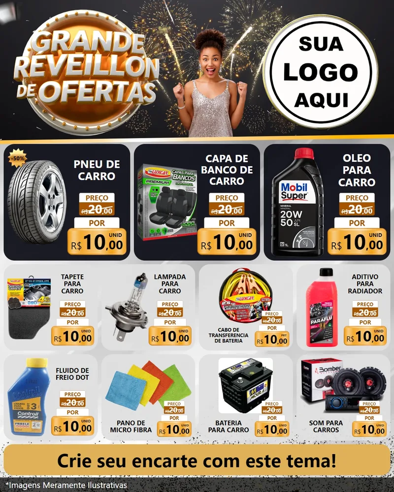 Modelo de Rede Social para Feed Instagram com o tema Grande Réveillon de Ofertas para Auto peças