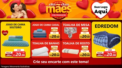 Modelo de TV para TV Horizontal com o tema Dia das Mães com Promoção para Cama, Mesa e Banho