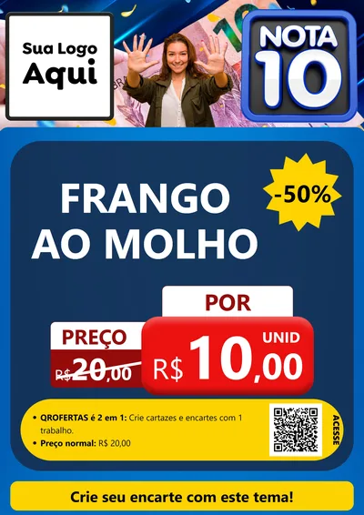 Modelo de Cartaz para Cartaz A4 Vertical com o tema Nota 10 para Restaurante