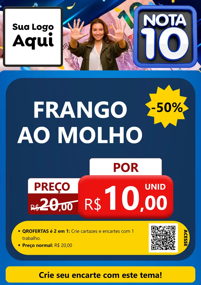 Modelo de Cartaz para Cartaz A4 Vertical com o tema Nota 10 para Restaurante
