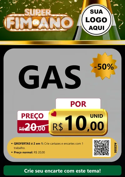 Modelo de Cartaz para Cartaz A4 Vertical com o tema Super Fim de Ano para Água e gás
