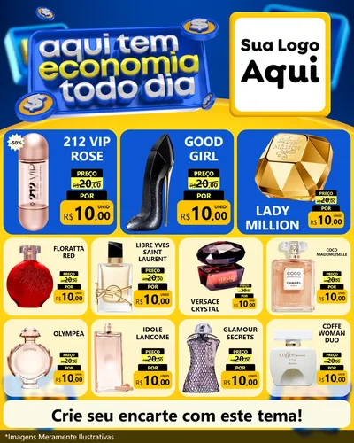 Modelo de Rede Social para Feed Instagram com o tema Aqui Tem Economia Todo Dia para Perfumes