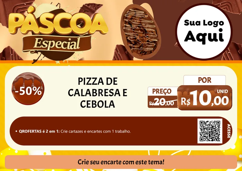 Modelo de Cartaz para Cartaz A4 Horizontal com o tema Páscoa Especial para Pizzaria
