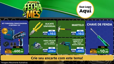 Modelo de TV para TV Horizontal com o tema Operação Fecha Mês para Maquinas e Ferramentas