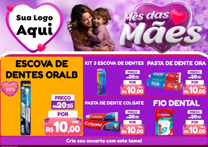 Modelo de Encarte para Encarte A4 Horizontal com o tema Mês das Mães para Higiene Pessoal