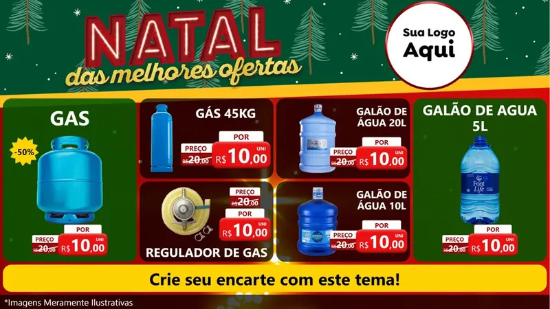 Modelo de TV para TV Horizontal com o tema Natal das Melhores Ofertas para Água e gás