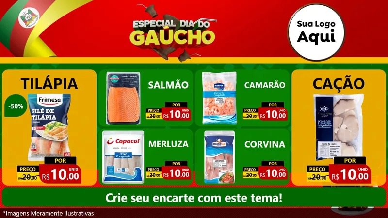 Modelo de TV para TV Horizontal com o tema Especial Dia do Gaúcho para Peixaria