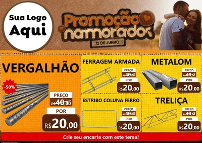 Modelo de Encarte para Encarte A4 Horizontal com o tema Promoção Namorados para Ferragens