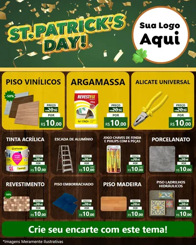 Modelo de Rede Social para Feed Instagram com o tema St Patriks Day para Material para Construção