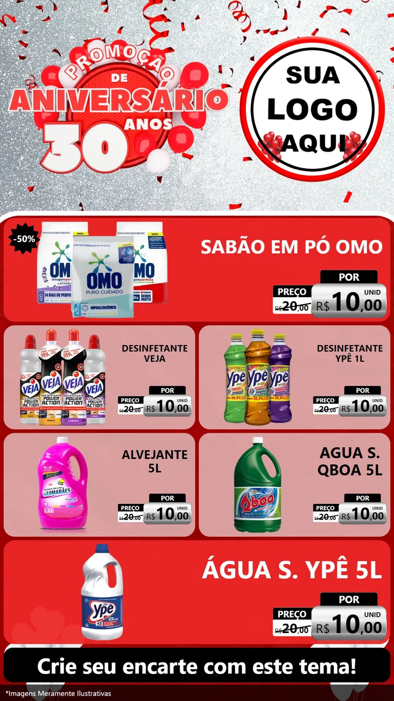 Modelo de TV para TV Vertical com o tema Promoção de Aniversário - 30 Anos para Produtos de Limpeza
