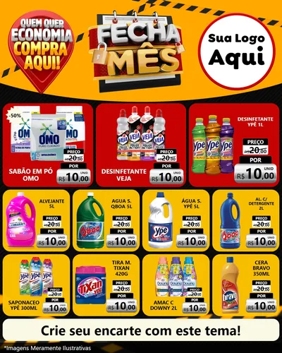 Modelo de Rede Social para Feed Instagram com o tema Fecha Mês para Produtos de Limpeza