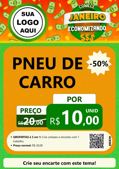 Modelo de Cartaz para Cartaz A4 Vertical com o tema Comece Janeiro Economizando para Auto peças