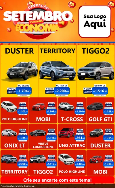 Modelo de Encarte para Encarte Grande com o tema Operação Setembro Com Muita Economia para Concessionaria de Carros