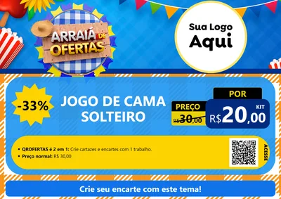Modelo de Cartaz para Cartaz A4 Horizontal com o tema Arraiá de Ofertas para Cama, Mesa e Banho