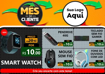 Modelo de Encarte para Encarte A4 Horizontal com o tema Mês do Cliente para Informática