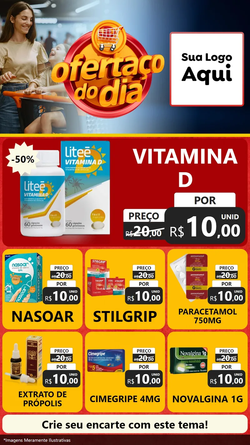 Modelo de Rede Social para Stories com o tema Ofertaço Do Dia para Farmácia