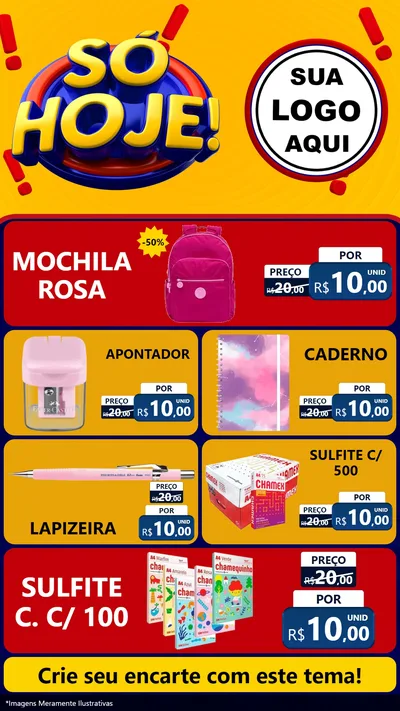 Modelo de TV para TV Vertical com o tema Só Hoje! para Papelaria