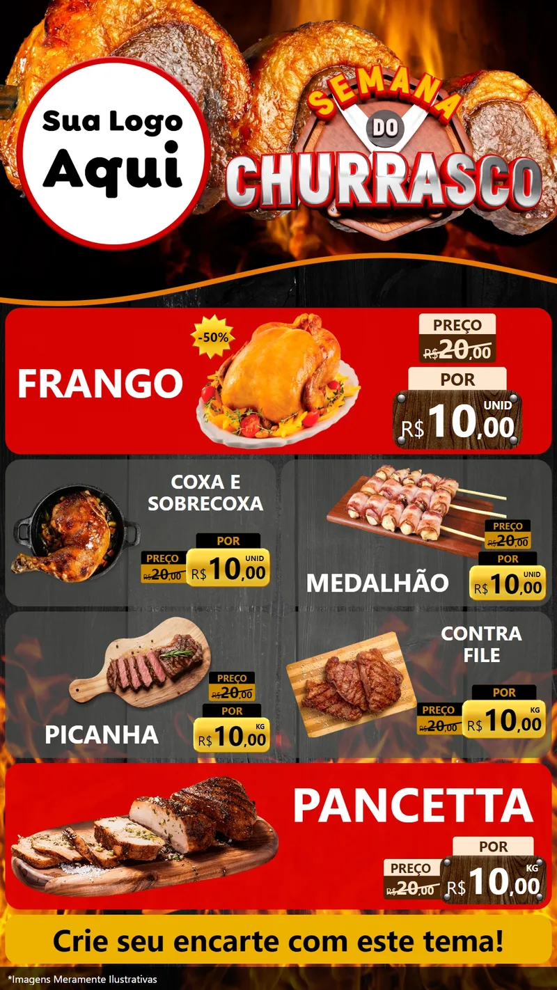 Modelo de TV para TV Vertical com o tema Semana do Churrasco para Assados